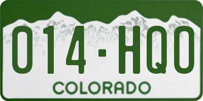 CO license plate 014HQO