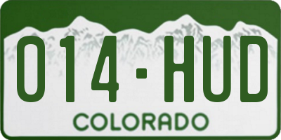 CO license plate 014HUD