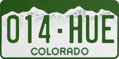 CO license plate 014HUE