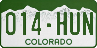 CO license plate 014HUN