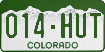 CO license plate 014HUT