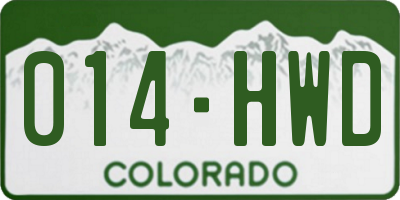 CO license plate 014HWD