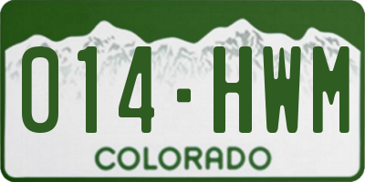 CO license plate 014HWM