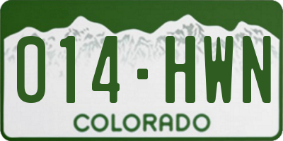 CO license plate 014HWN