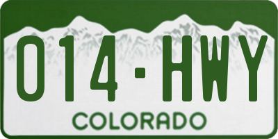 CO license plate 014HWY