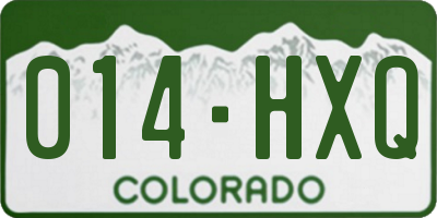 CO license plate 014HXQ