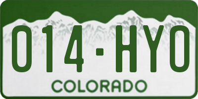 CO license plate 014HYO