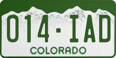 CO license plate 014IAD