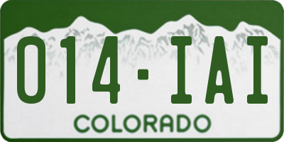 CO license plate 014IAI