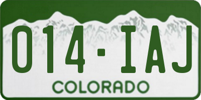 CO license plate 014IAJ
