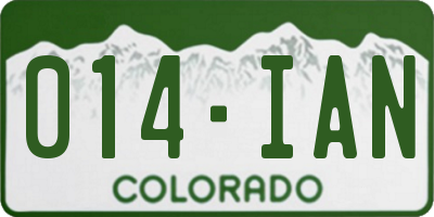 CO license plate 014IAN