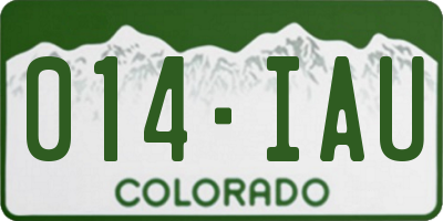 CO license plate 014IAU