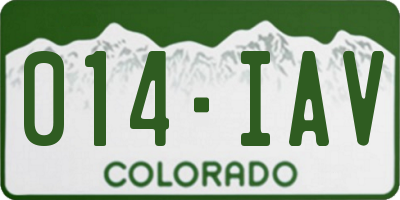 CO license plate 014IAV