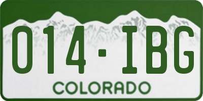 CO license plate 014IBG
