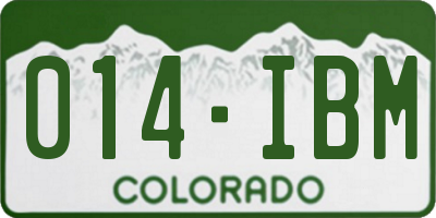 CO license plate 014IBM