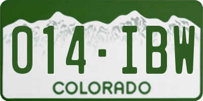 CO license plate 014IBW