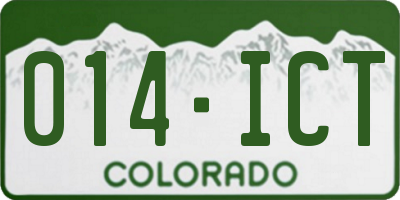 CO license plate 014ICT