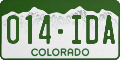 CO license plate 014IDA