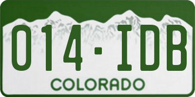 CO license plate 014IDB