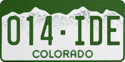 CO license plate 014IDE