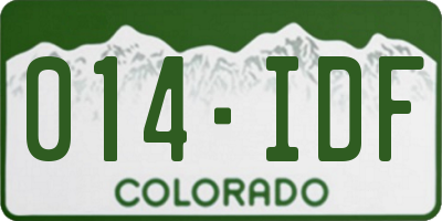 CO license plate 014IDF