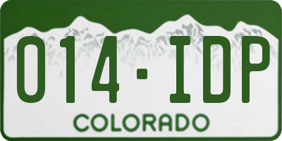 CO license plate 014IDP
