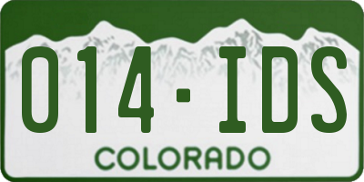 CO license plate 014IDS