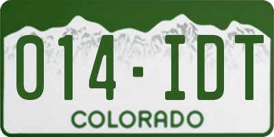 CO license plate 014IDT