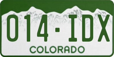 CO license plate 014IDX