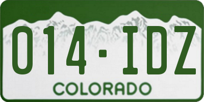 CO license plate 014IDZ