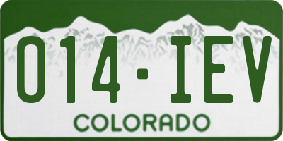 CO license plate 014IEV