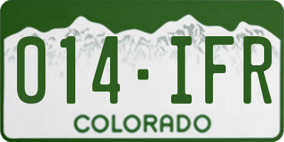 CO license plate 014IFR