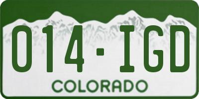 CO license plate 014IGD