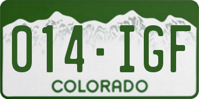CO license plate 014IGF