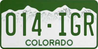 CO license plate 014IGR