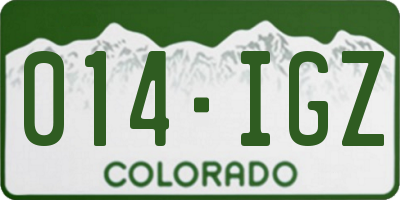 CO license plate 014IGZ
