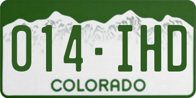 CO license plate 014IHD