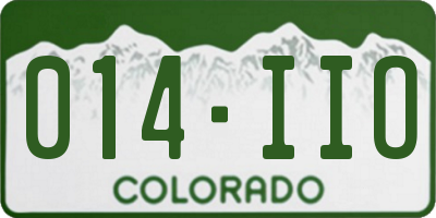 CO license plate 014IIO