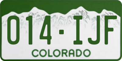 CO license plate 014IJF