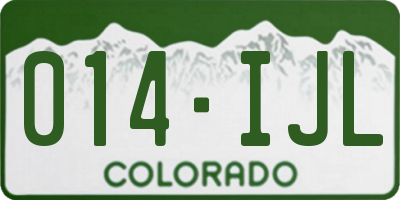 CO license plate 014IJL