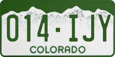 CO license plate 014IJY