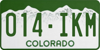 CO license plate 014IKM