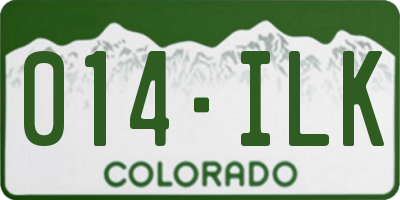 CO license plate 014ILK
