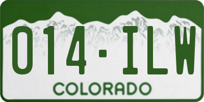 CO license plate 014ILW