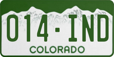 CO license plate 014IND