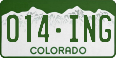 CO license plate 014ING