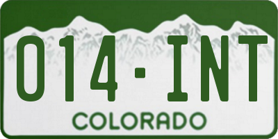 CO license plate 014INT