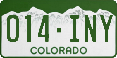 CO license plate 014INY