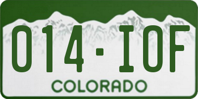 CO license plate 014IOF