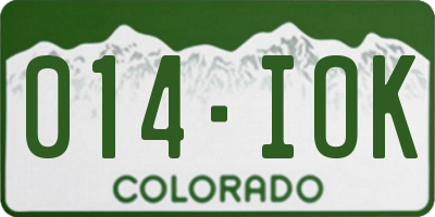 CO license plate 014IOK